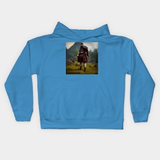 Scottish Highlander in Clan Tartan Kids Hoodie